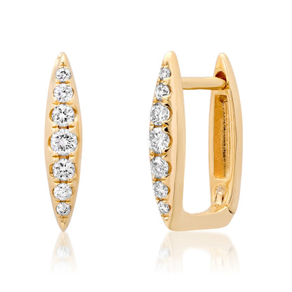 Sig Ward Jewelry 14K YG Chloe Diamond Huggies featuring round brilliant diamonds set in polished yellow gold huggie hoop earrings.