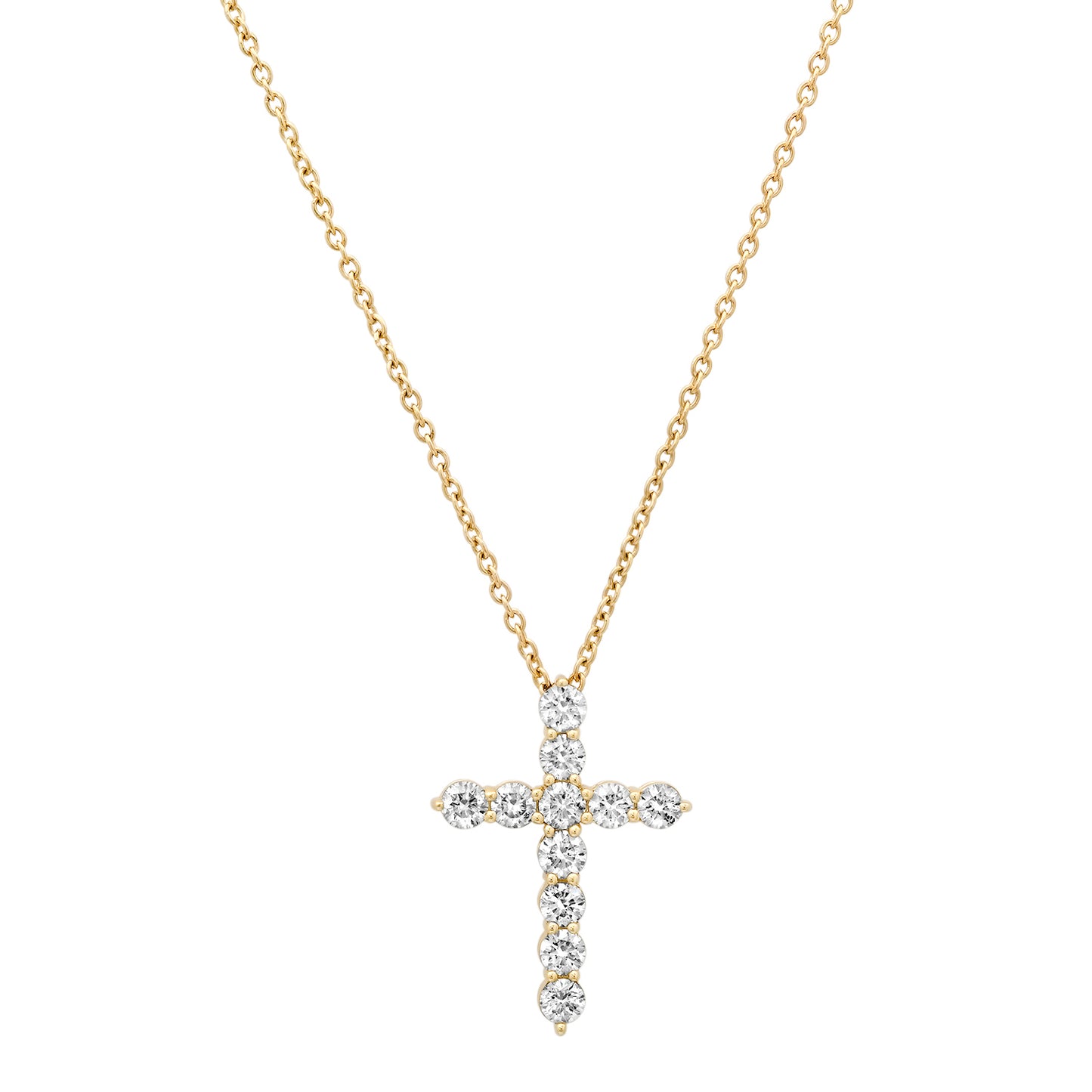 Sig Ward Jewelry 14K YG Lexa Diamond Cross Necklace featuring a diamond cross pendant in polished 14K yellow gold.