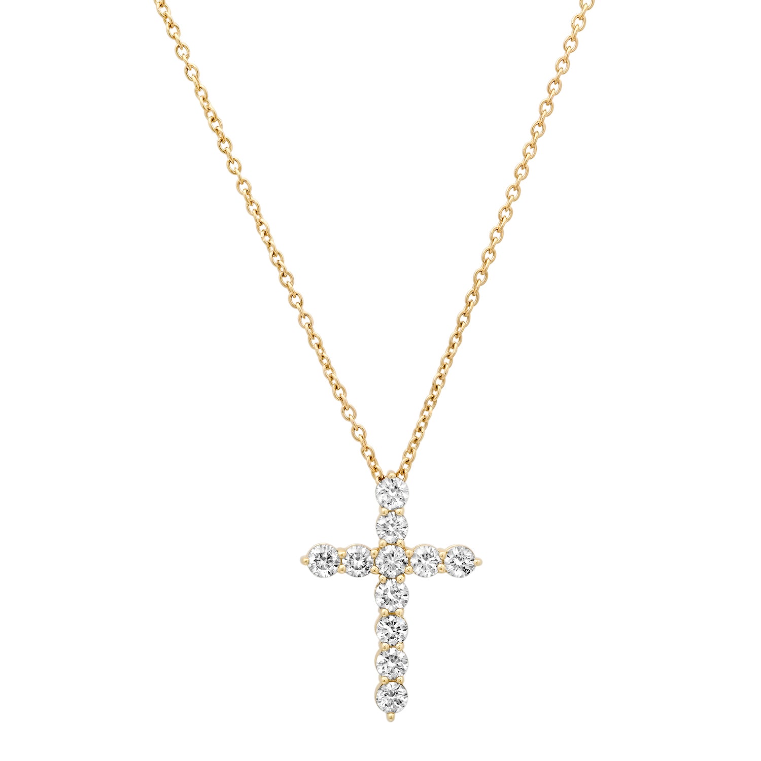 Sig Ward Jewelry 14K YG Lexa Diamond Cross Necklace featuring a diamond cross pendant in polished 14K yellow gold.