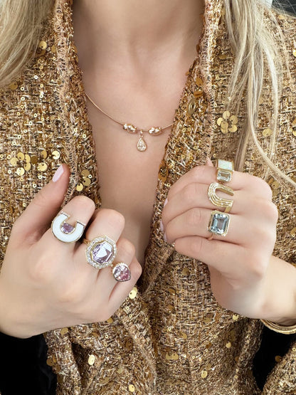 14K YG Omega Aquamarine Ring