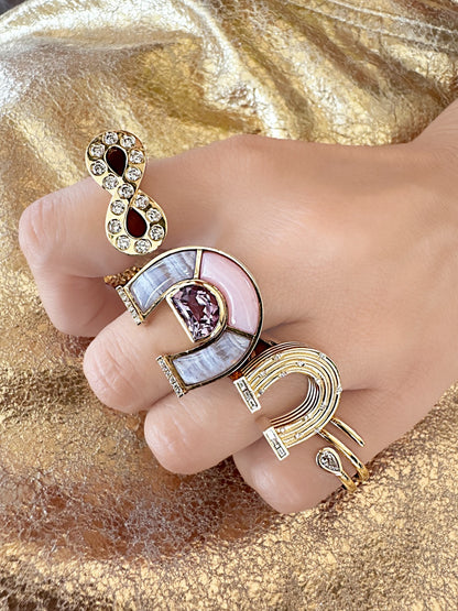 14K YG Jumbo Diamond Infinity Ring