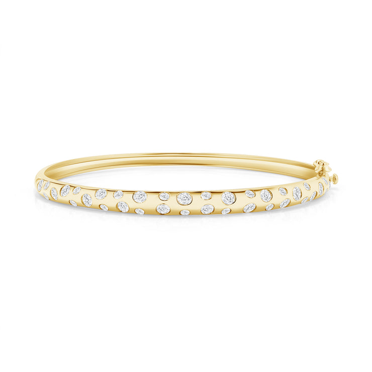 14K YG Scattered Diamond Gypsy Bangle