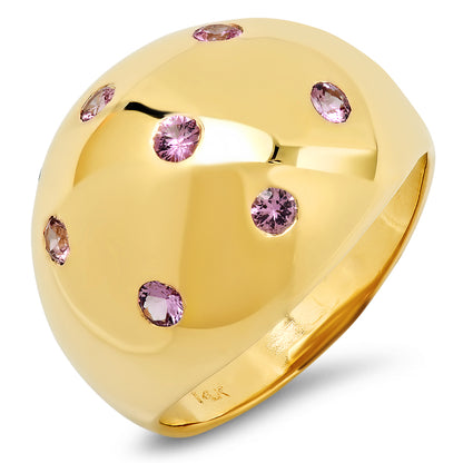 Sig Ward Jewelry 14K Gold Dome Diamond Ring Featuring a Contemporary Dome Design with Natural Diamond Accents