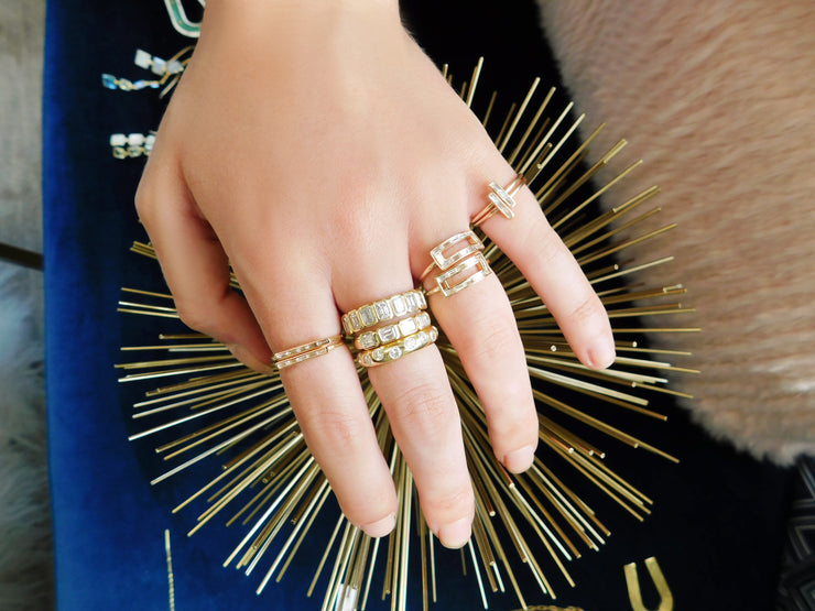 14K Hera Baguette Diamond Bar Ring