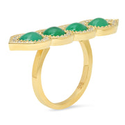 18K YG Emerald Deco Diamond Ring