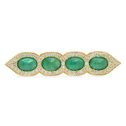 18K YG Emerald Deco Diamond Ring