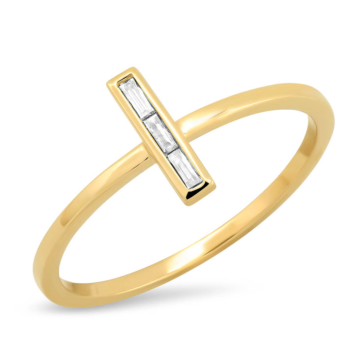 14K Hera Baguette Diamond Bar Ring