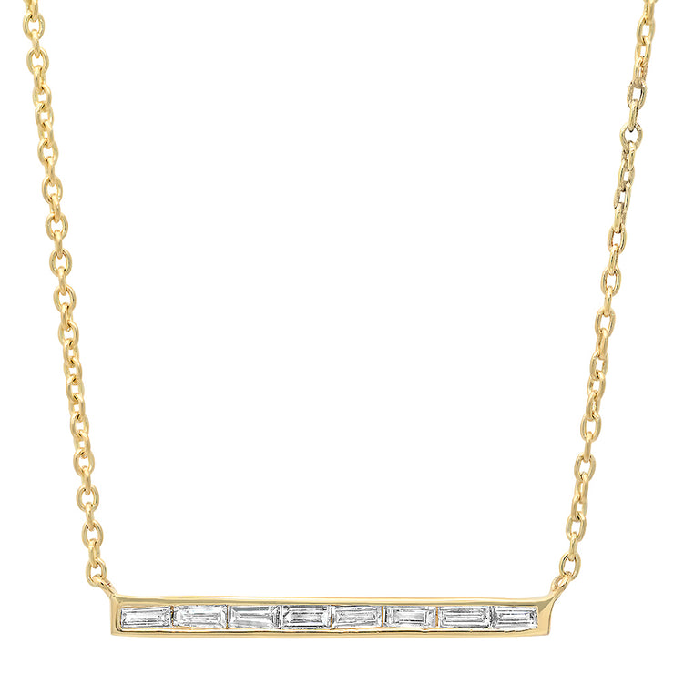 14K Athena Diamond Baguette Bar Necklace