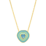18K YG Dandridge Aquamarine Heart Enamel Necklace