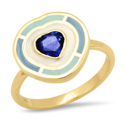 18K YG Fontaine Sapphire Heart Enamel Ring