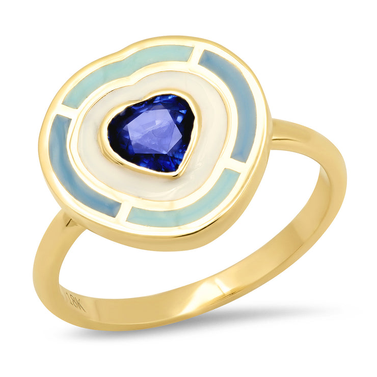 18K YG Fontaine Sapphire Heart Enamel Ring