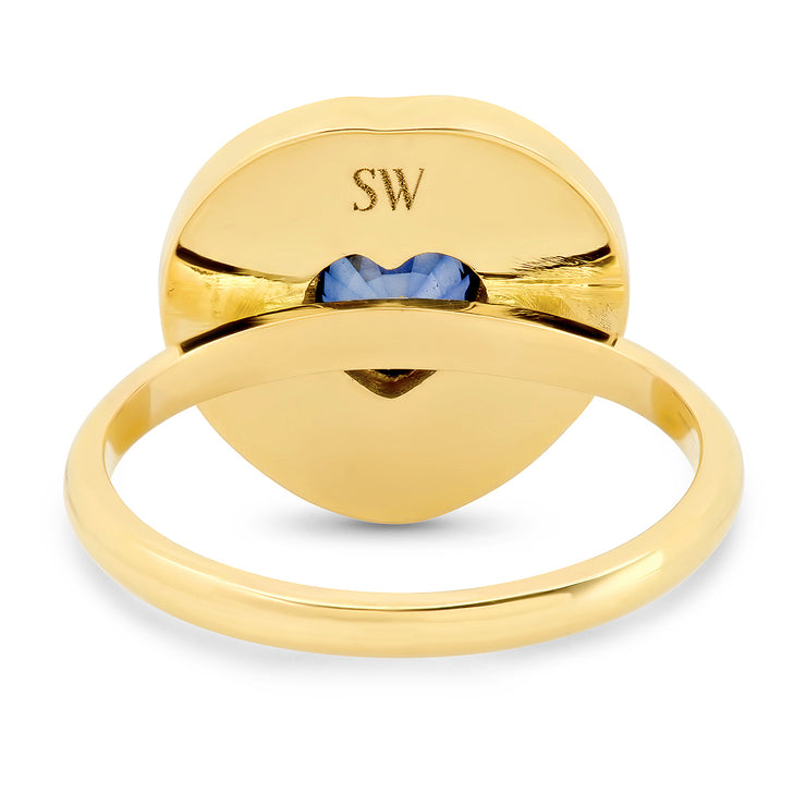 18K YG Fontaine Sapphire Heart Enamel Ring