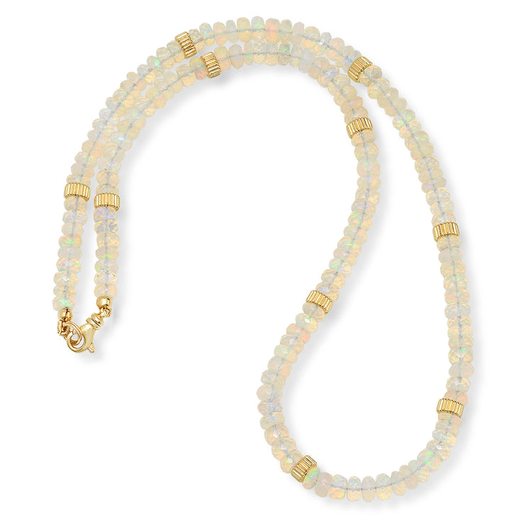 14K Opal And Gold Bead Necklace