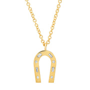 14K Yellow Gold Mixed Diamond Horseshoe Necklace