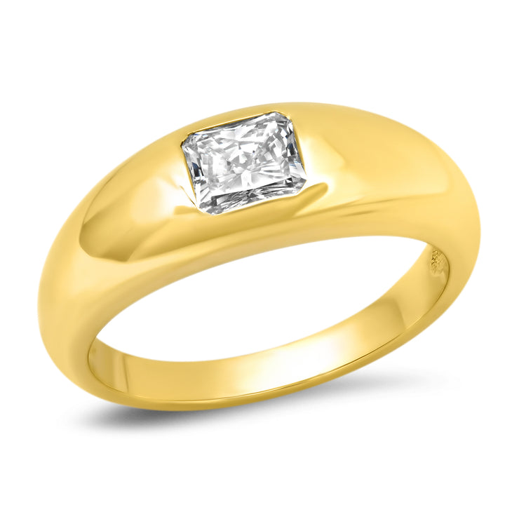 14K YG Radiant Cut Diamond Gypsy Engagement Ring