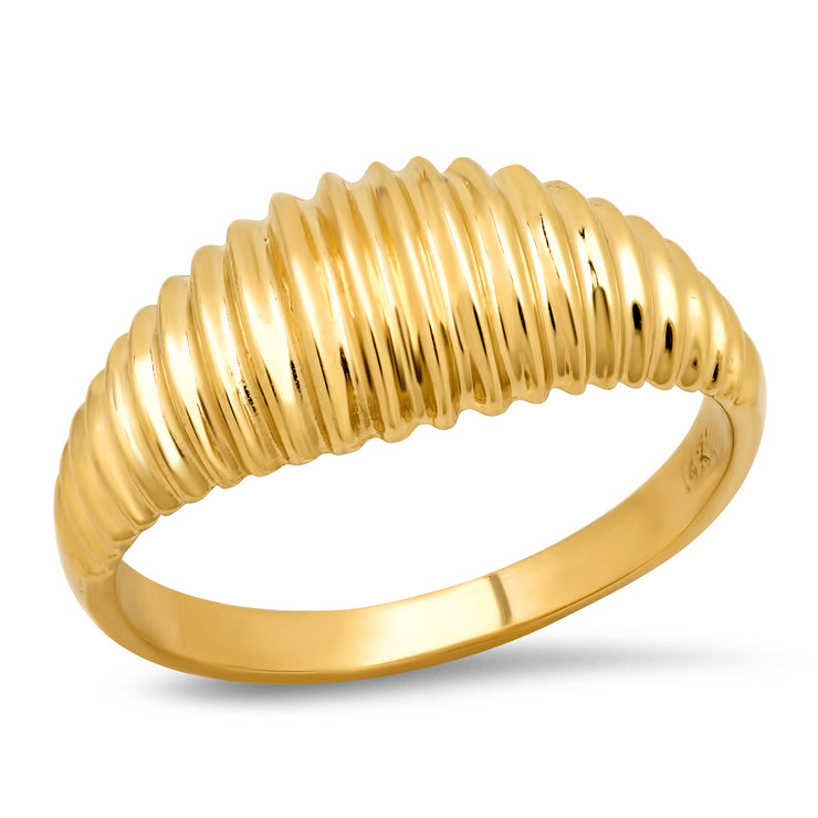 14K YG Reeded Gold Dome Ring