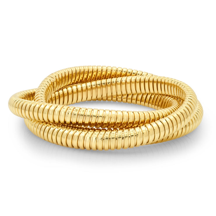14K YG Reeded Interlocked Bracelet