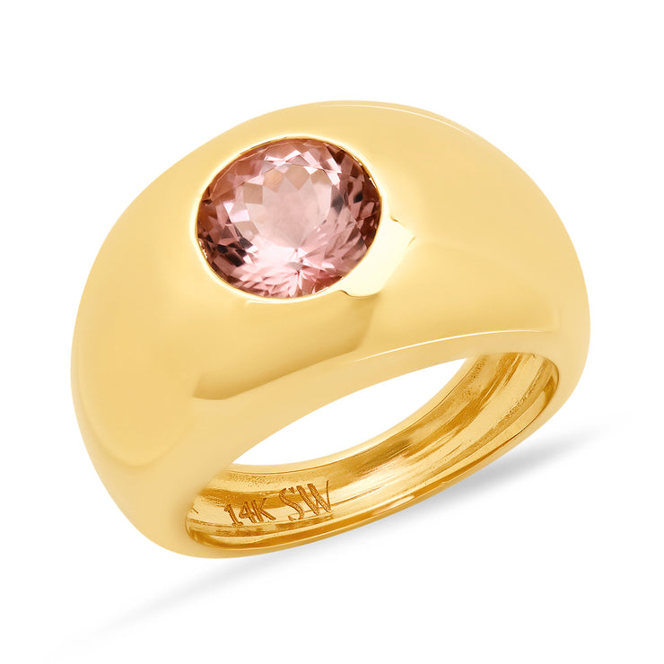 14K YG Pink Tourmaline Gypsy Ring