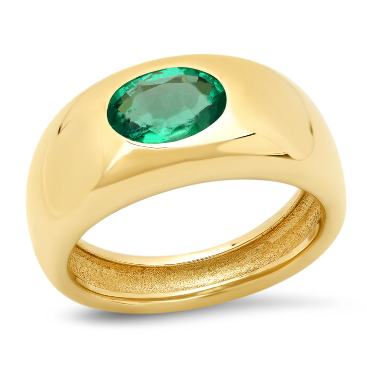 14K YG Emerald Gypsy Ring
