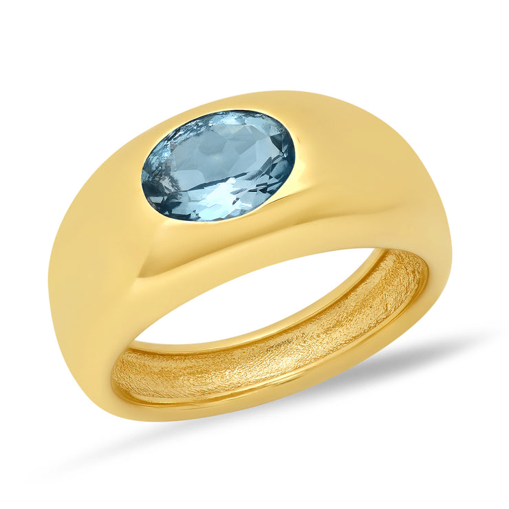 14K YG Aquamarine Gypsy Ring