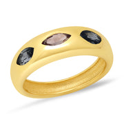 14K YG Three Marquise Sapphire Gypsy Ring