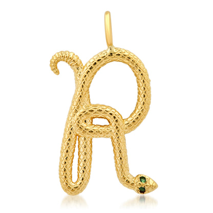14K YG Snake Letter Charm