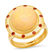 14K YG Ethiopian Opal and Orange Sapphire Ring