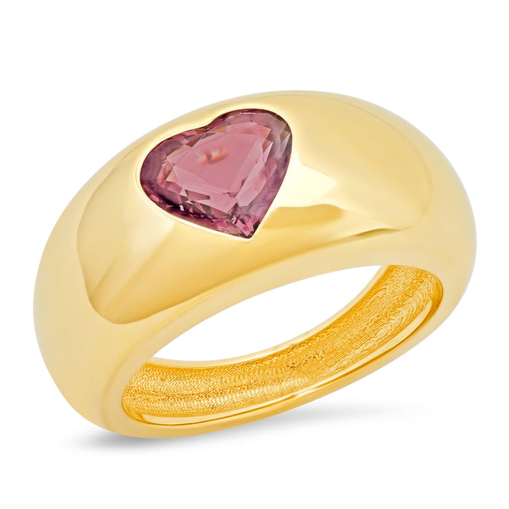 14K YG Spinel Heart Gypsy Ring