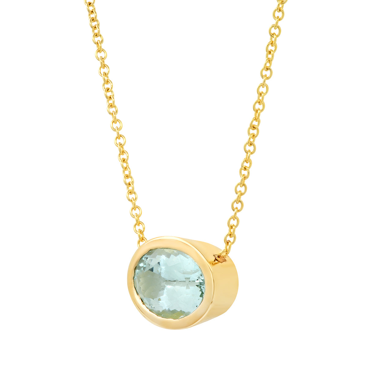 14K YG Aquamarine Gypsy Necklace