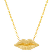 14K YG Reeded Gold Kiss Necklace
