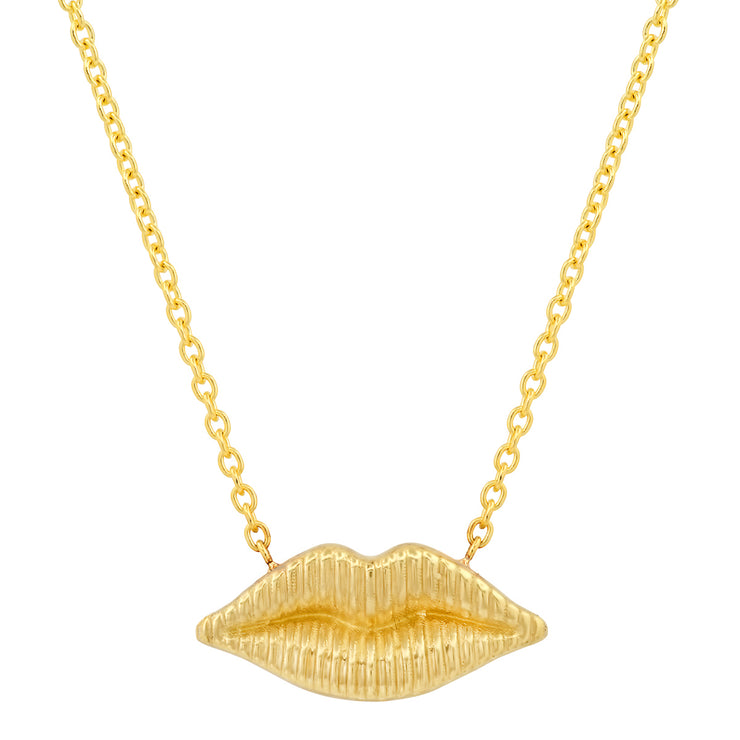 14K YG Reeded Gold Kiss Necklace