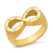 14K YG Gypsy Set Diamond Infinity Ring