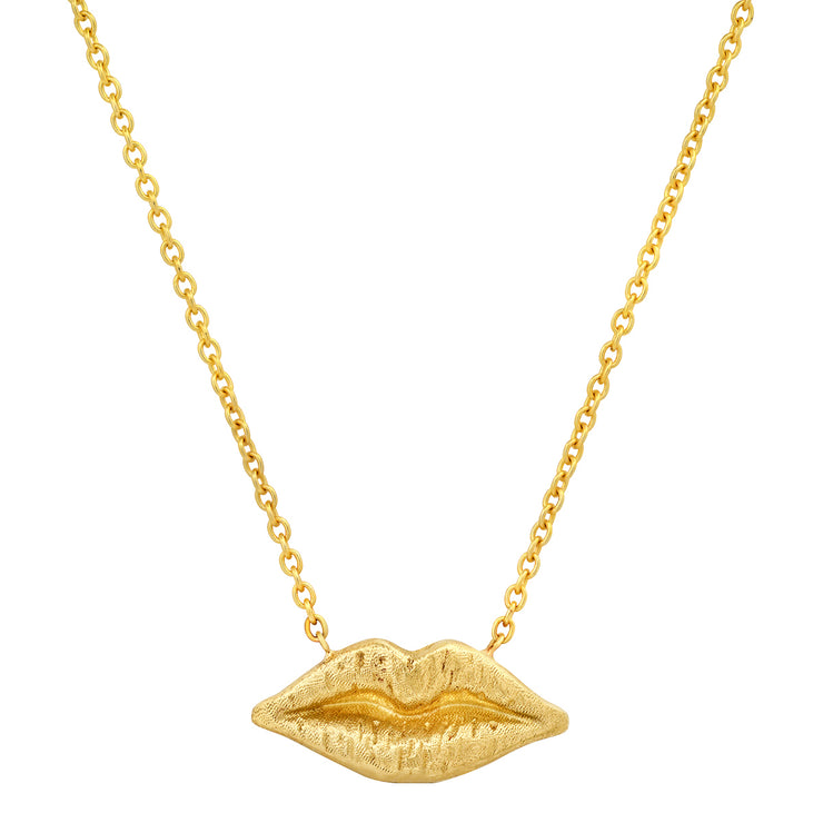 14K YG Textured Gold Kiss Necklace