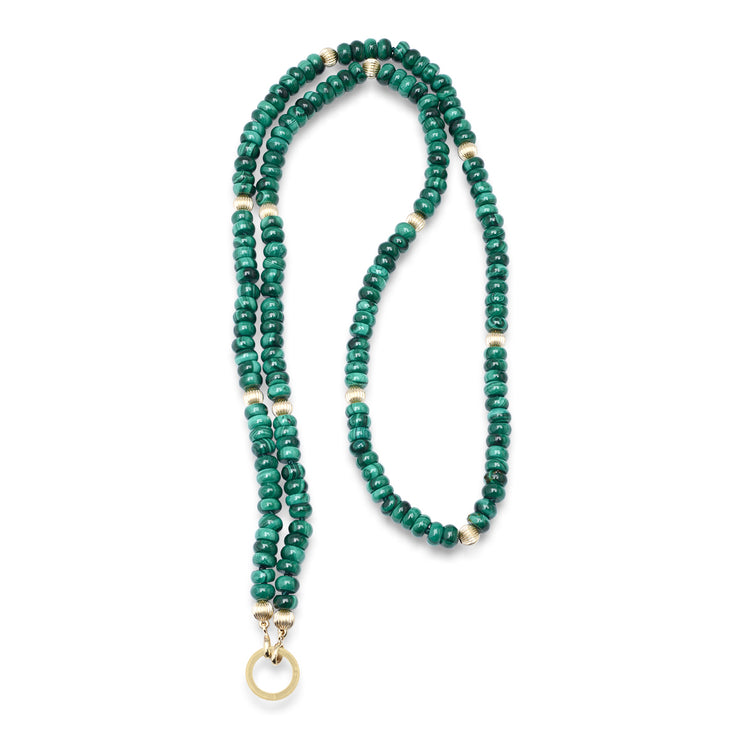 14K Yellow Gold and Malachite Bead Celebration Necklace