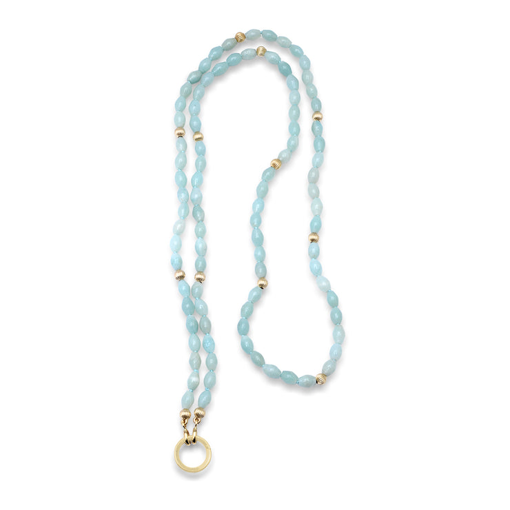 14K Yellow Gold Amazonite and Gold Bead Celebration Necklace