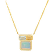 14K YG Opal, Aquamarine and Citrine Mosaic Necklace