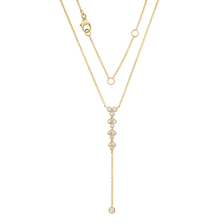 14K YG Diamond Cluster Lariat Necklace