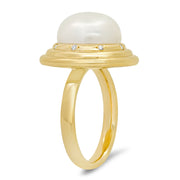 14K YG Sophie Pearl and Diamond Ring