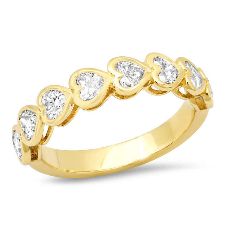 14K YG Heart Shaped Diamond 1/2 Eternity Band
