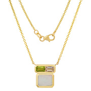 14K YG Opal, Peridot and Morganite Mosaic Necklace