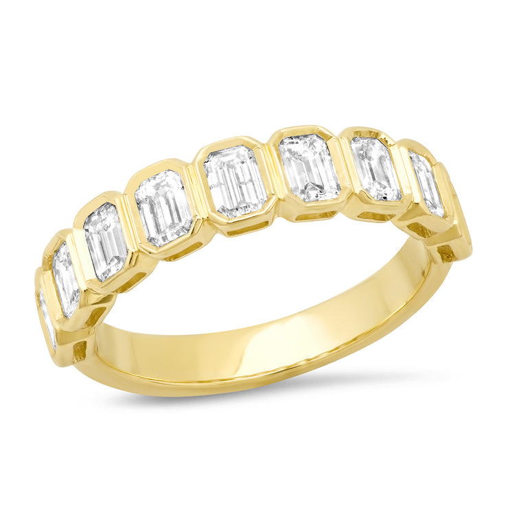 14K YG Emerald Cut Diamond 1/2 Eternity Band