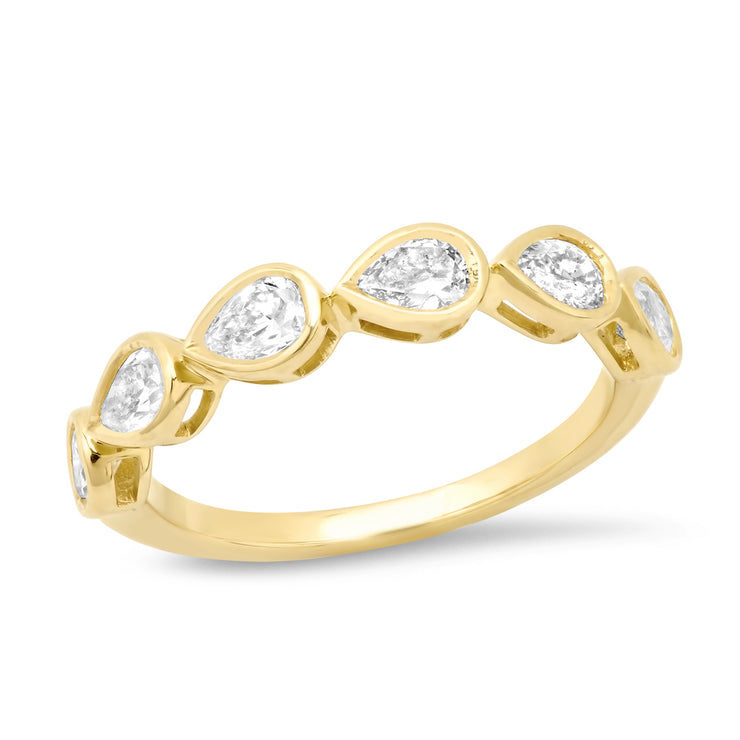 14K YG Pear Shaped Diamond 1/2 Eternity Ring