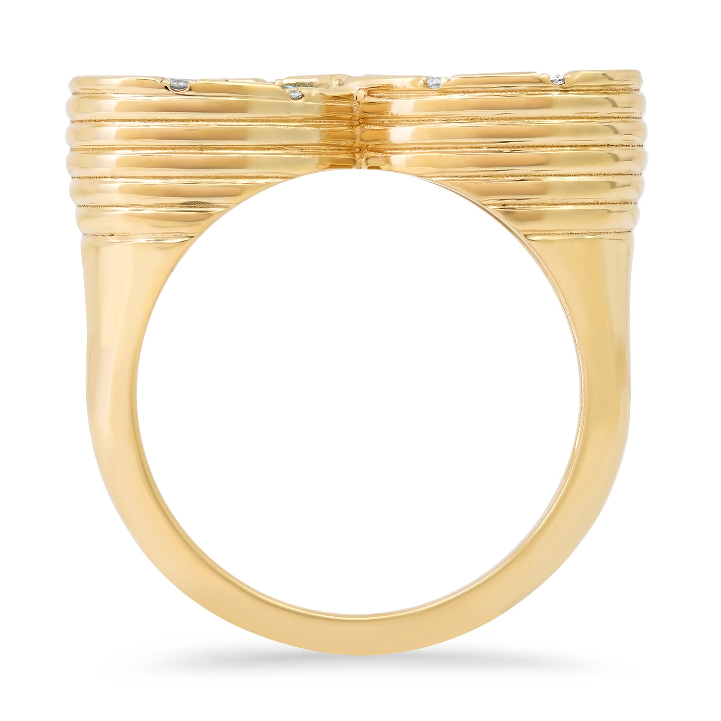 14K YG Green Amethyst, Morganite and Diamond Infinity Ring