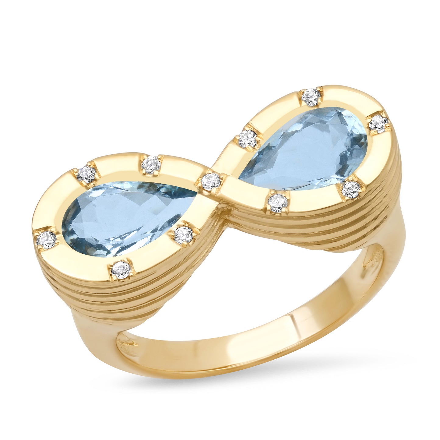 14K YG Moissanite and Diamond Infinity Ring