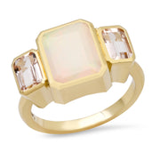 14K YG Opal and Morganite Trilogy Ring