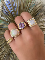 14K YG Rose De France Amethyst Gypsy Ring