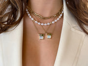 14K YG Opal, Aquamarine and Peridot Mosaic Necklace