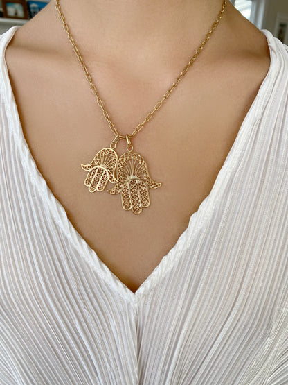14K YG Soteria Hamsa Charm
