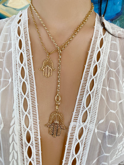 14K YG Soteria Hamsa Charm