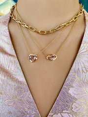 14K Morganite Heart Gypsy Necklace